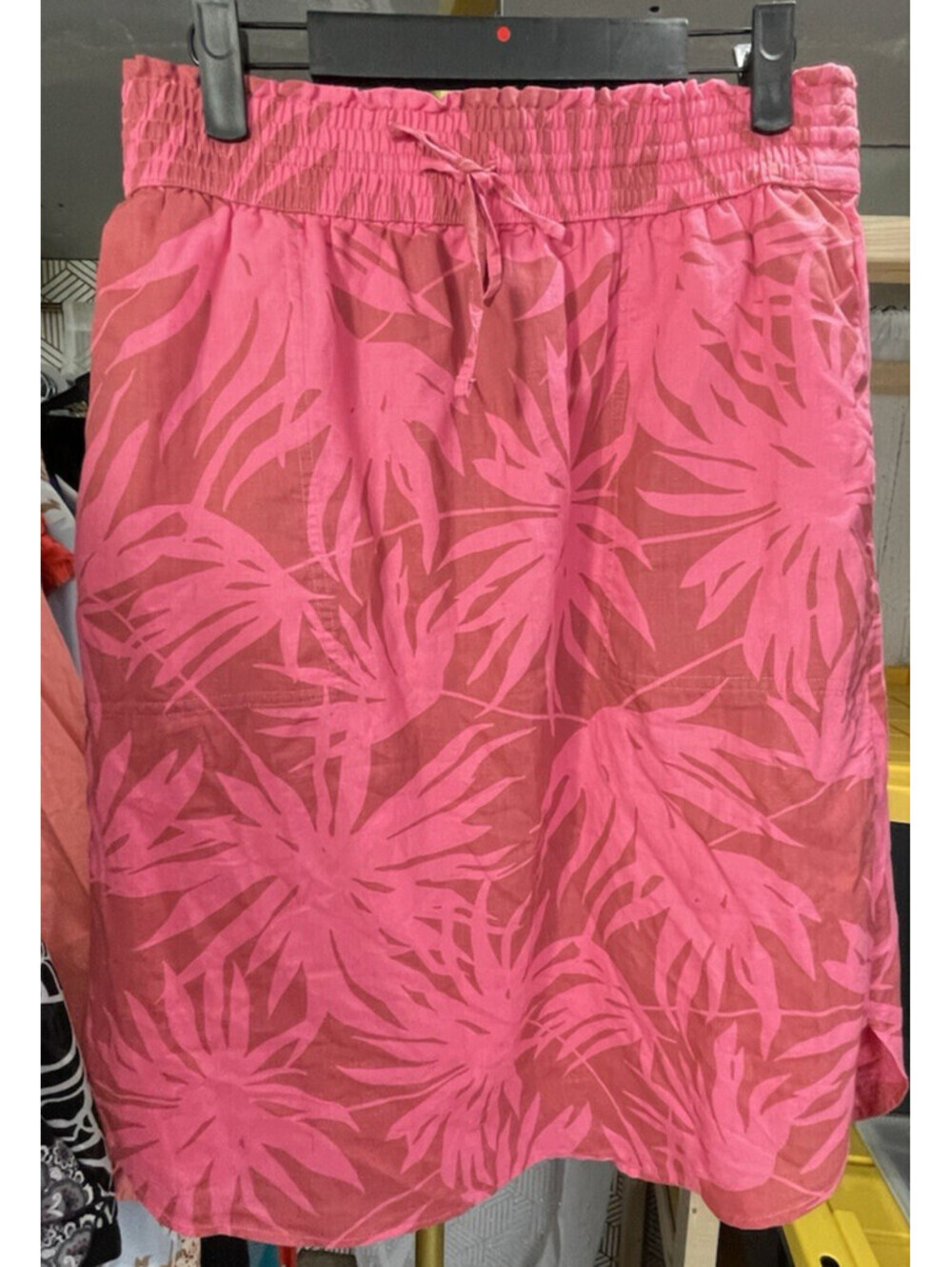 Gap Women Hawaiian Print Skirt Sz S Tropical Cotton Linen Pockets Elastic Waist